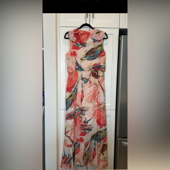 Sangria Watercolour Floral Ruffle Maxi Sleeveless Tropical Dress Size 10 - Picture 13 of 15